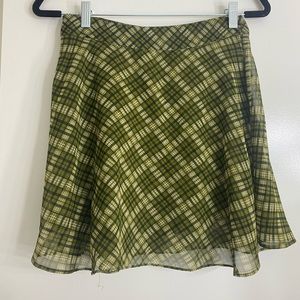 UO green checkered skirt